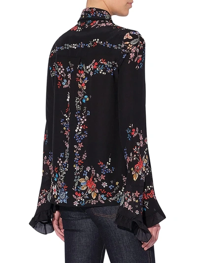 Shop Erdem Alaric Floral Silk Shirt In Black