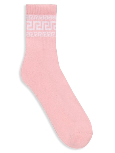 Shop Versace Greca Logo Socks In Pink