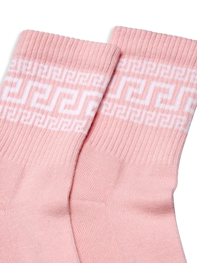 Shop Versace Greca Logo Socks In Pink