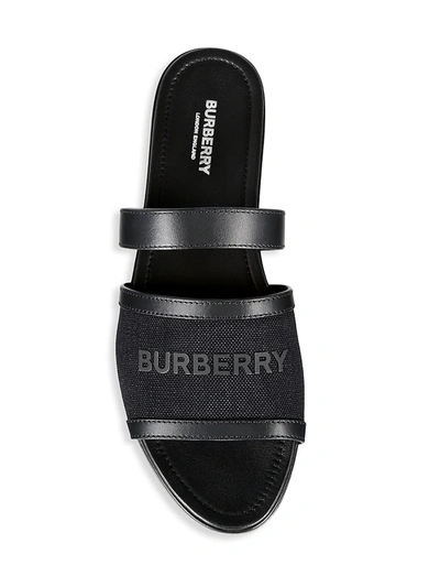 Shop Burberry Women's Logo Embossed Pool Slide Sandals In Black