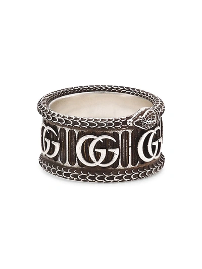 Shop Gucci Men's Sterling Silver Double G Ring