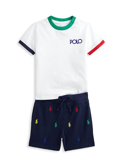 Shop Ralph Lauren Baby Boy's 2-piece Logo T-shirt & Shorts In White