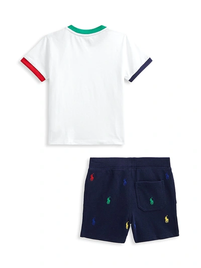 Shop Ralph Lauren Baby Boy's 2-piece Logo T-shirt & Shorts In White