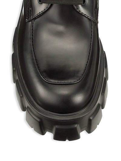Shop Prada Women's Monolith Leather & Nylon Tall Combat Boots In Nero