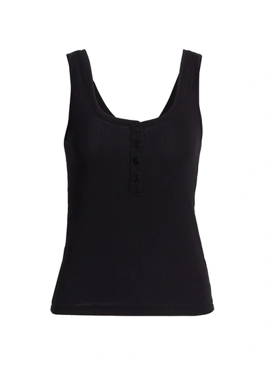 Shop L Agence Women's Kate Henley Tank Top In Black