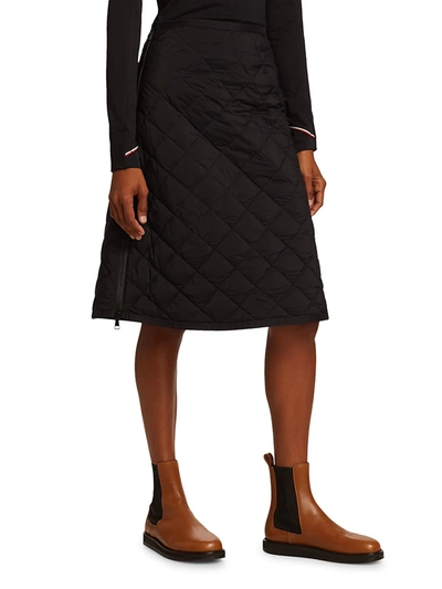 Shop Moncler Women's Quilted Midi Skirt In Black