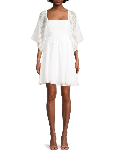 Shop Fame And Partners Women's Brianna Chiffon Minidress In Ivory