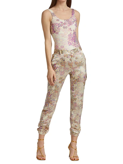 Shop Adriana Iglesias Lisa Floral Bodysuit In Panthera