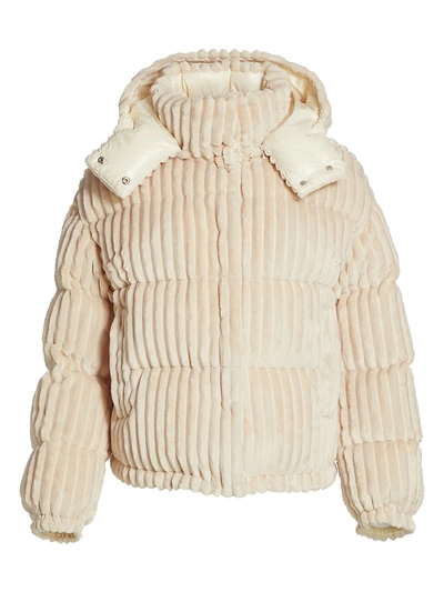 Moncler Daos Water Resistant Corduroy Hooded Down Puffer Jacket In Ivory |  ModeSens