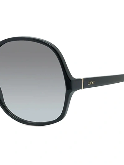 Shop Loewe Women's 61mm Round Sunglasses In Shiny Black