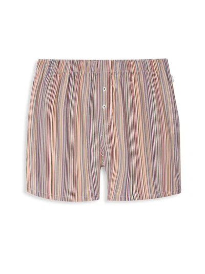 Shop Paul Smith Striped Cotton Boxers In Neutral