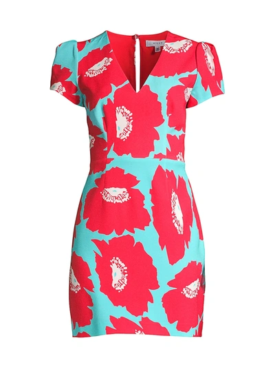 Shop Milly Atalie Pop Art Floral Dress In Coral Multi