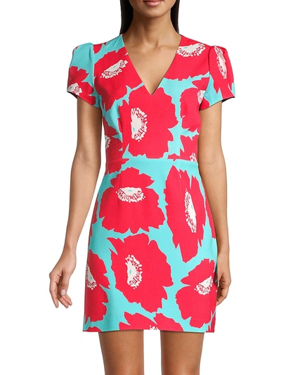 Shop Milly Atalie Pop Art Floral Dress In Coral Multi