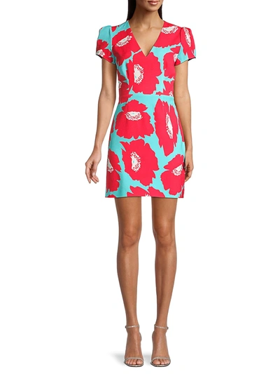 Shop Milly Atalie Pop Art Floral Dress In Coral Multi