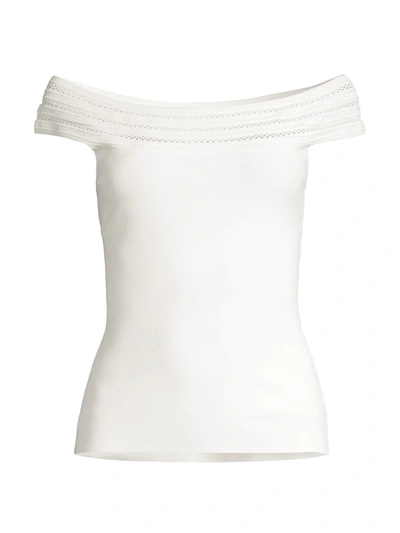 Shop Milly Women's Pointelle Off-the-shoulder Top In White