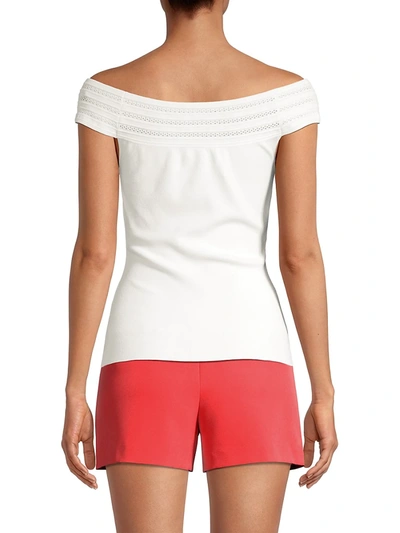 Shop Milly Women's Pointelle Off-the-shoulder Top In White