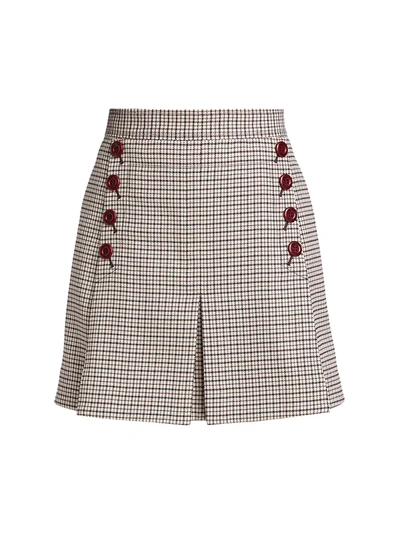 Shop See By Chloé Plaid Tailoring Skirt In Neutral