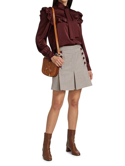 Shop See By Chloé Plaid Tailoring Skirt In Neutral