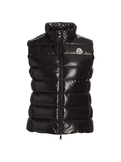 Shop Moncler Women's Ghany Quilted Shiny Vest In Black