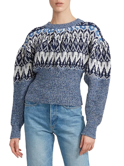 Shop Paco Rabanne Puff-sleeve Sweater In Bleu Nordique