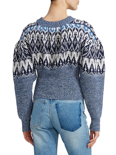 Shop Paco Rabanne Puff-sleeve Sweater In Bleu Nordique