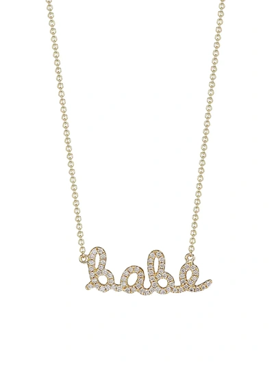 Shop Sydney Evan Women's Pave Diamond & 14k Yellow Gold Script Babe Necklace