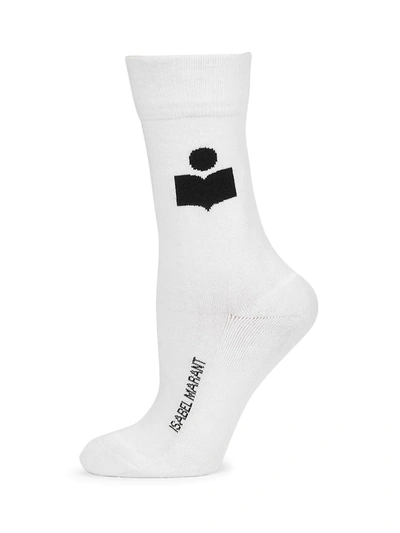 Shop Isabel Marant Siloki Logo Socks In White