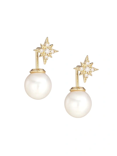 Shop Mizuki Women's 14k Gold Freshwater Pearl & Diamond Earrings