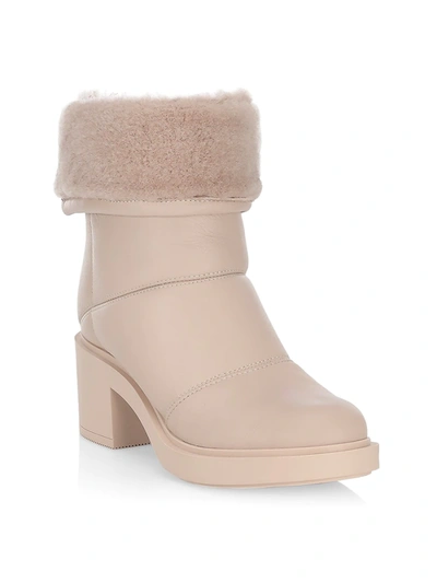 Shop Gianvito Rossi Women's Shearling-trim Leather Ankle Boots In Mousse