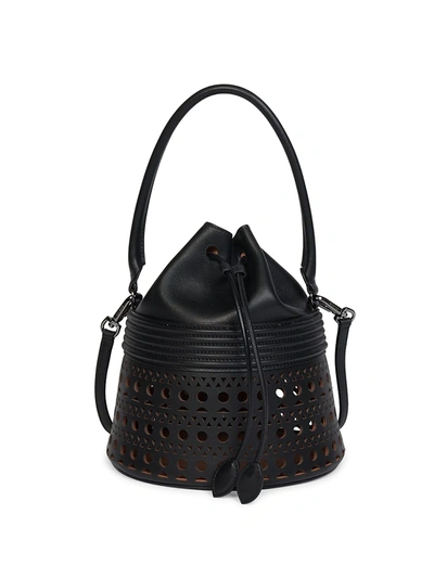 Shop Alaïa Leather Bucket Bag In Noir