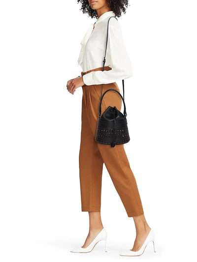 Shop Alaïa Leather Bucket Bag In Galet