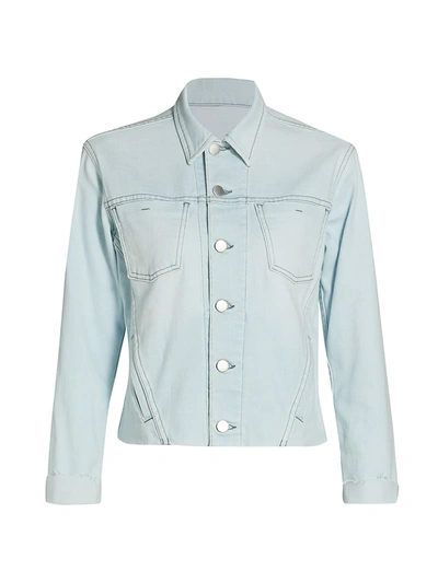 Shop L Agence Janelle Slim Raw-hem Jacket In Bleach Down