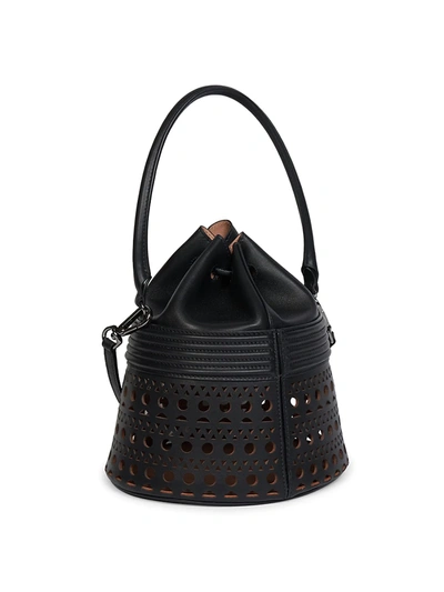 Shop Alaïa Leather Bucket Bag In Noir