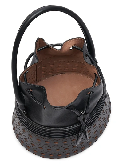 Shop Alaïa Leather Bucket Bag In Galet