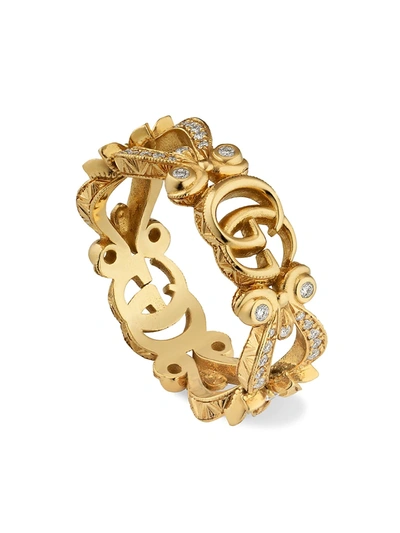 Shop Gucci Women's Flora 18k Yellow Gold & Diamond Ring