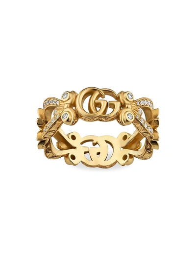 Shop Gucci Women's Flora 18k Yellow Gold & Diamond Ring