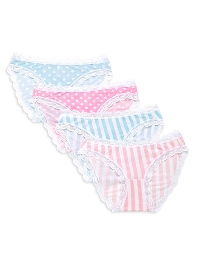 Shop Stripe & Stare 4-pack Spots & Stripes Knickers Box Set In Blue Pink