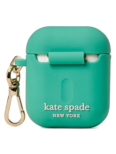 Shop Kate Spade Silicone Airpod Case In Green Multi