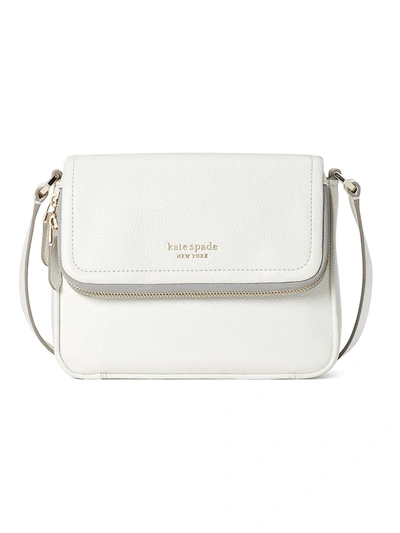 Shop Kate Spade Run Around Leather Crossbody Bag In Optic White