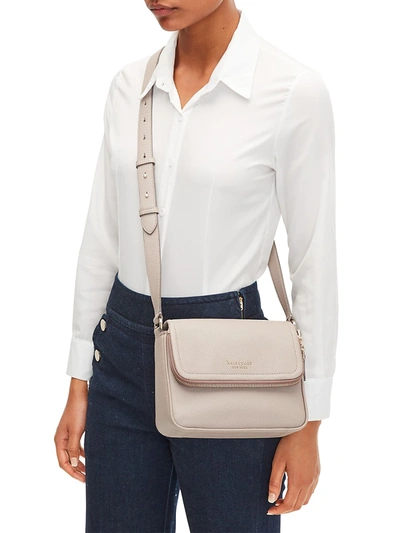 Shop Kate Spade Run Around Leather Crossbody Bag In Optic White