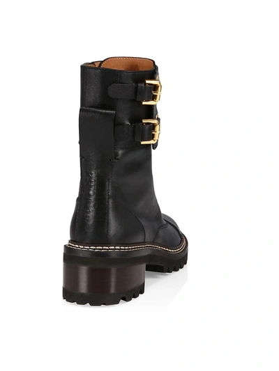 Shop See By Chloé Women's Mallory Leather Combat Boots In Black