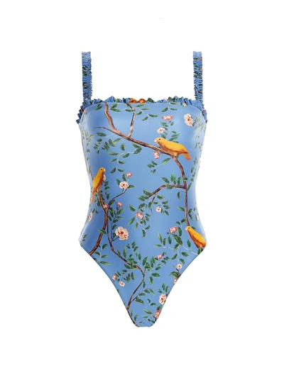 Shop Agua By Agua Bendita Women's The Domingo Limon One-piece Swimsuit In Blue