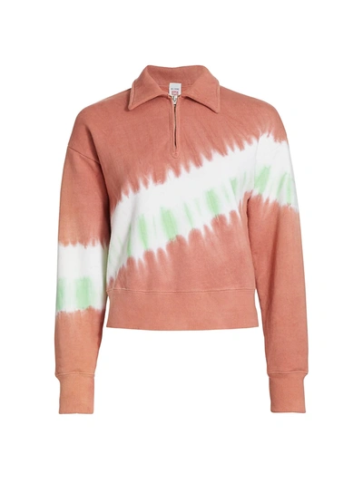 Shop Re/done 70s Tie-dyed Half-zip Sweatshirt In Clay Diagonal Dye