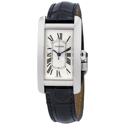 Shop Cartier Tank Americaine Automtic Silver Dial Ladies Watch Wsta0017 In Black / Blue / Navy / Silver