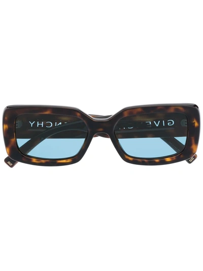 Shop Givenchy Tortoiseshell Rectangle-frame Sunglasses In Braun