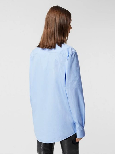 Shop Burberry Silk Pleat Detail Cotton Shirt In Vivid Cobalt