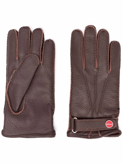 Shop Kiton Leather Gloves In Brown
