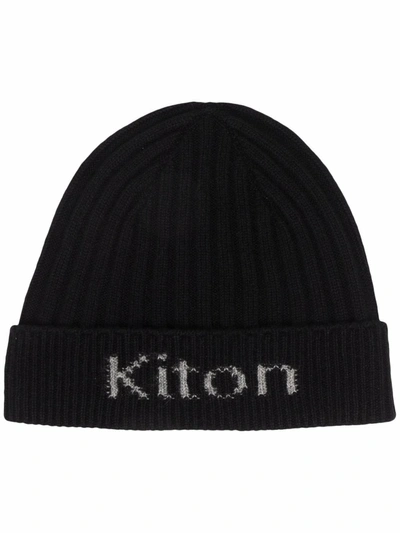 Shop Kiton Wool Beanie In Black