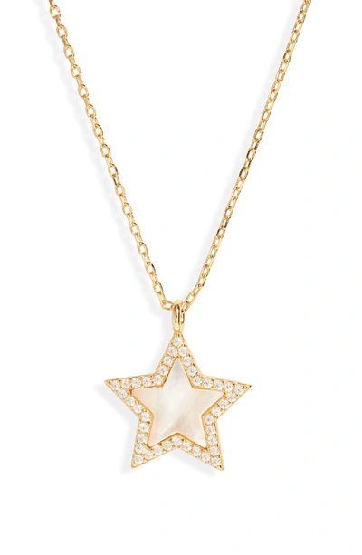 Shop Argento Vivo Mother-of-pearl & Crystal Star Pendant Necklace In Gold/ Mother Of Pearl