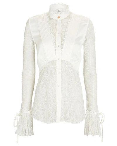 Shop Aje Veil Ruffled Lace Shirt In Ivory